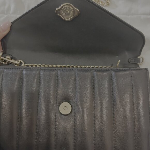 Coach Quilted Leather Mini Crossbody / Wallet on Chain : Black with Gold Hardwar - Picture 4 of 4